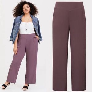 Torrid MAUVE PURPLE GAUZE WIDE LEG PANT Size 1X